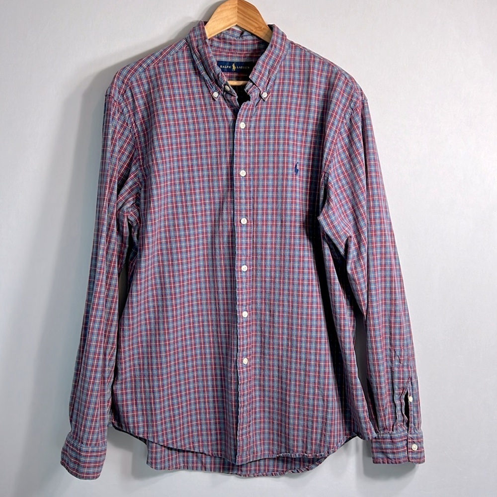 Ralph Lauren Long Sleeve Plaid 100% Cotton Button Down size XL